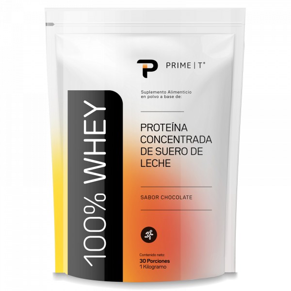 100% Whey Primetech 1 kg Chocolate frente