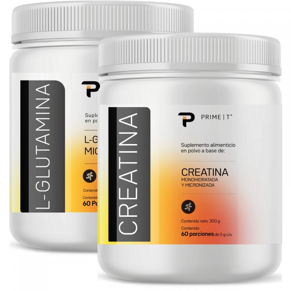 L-Glutamina y Creatina 300 g frente